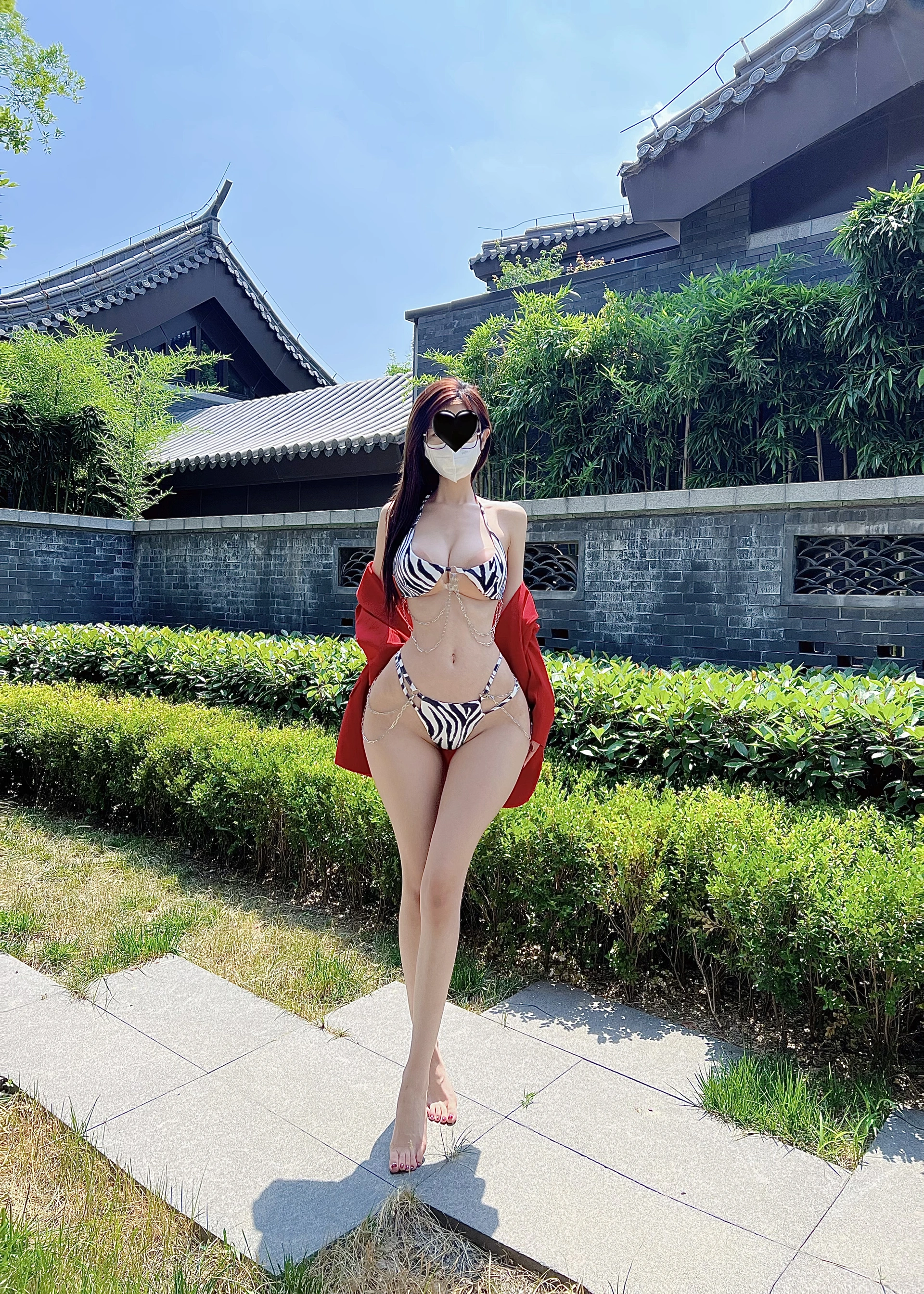 131.脸红Dearie – 微密圈系列 斑马纹比基尼 0